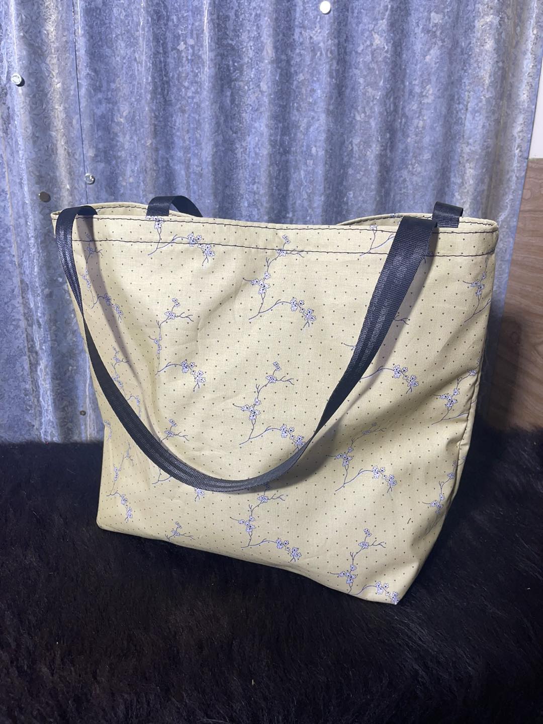 Fabric Shopping bag -(Ready Made) Yellow floral