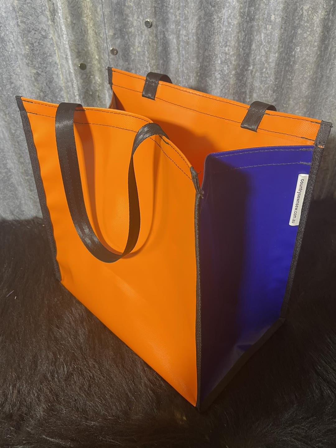 PVC Shopping bag - (Ready Made) Orange, blue, yellow
