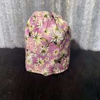 Fabric sock savers- white flowers, pink background