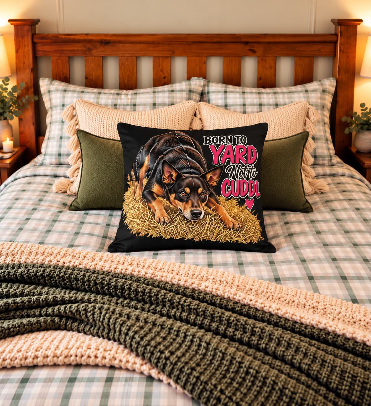 Cushions - Kelpie "Born to Yard, Not Cuddle"
