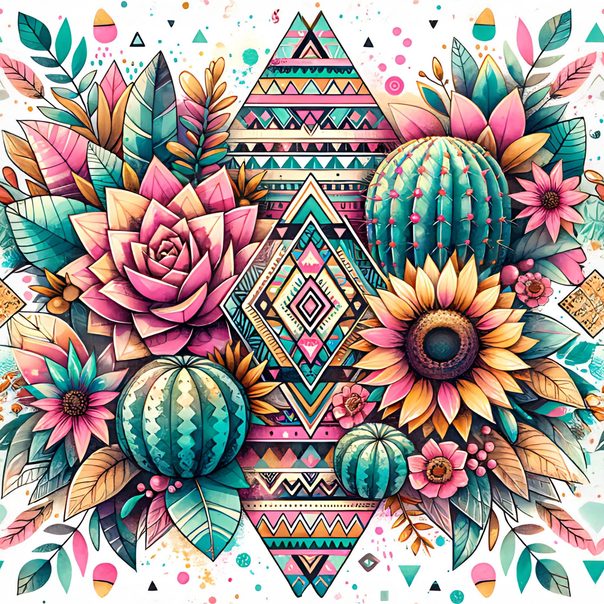 Pre Order Swag Blanket - Pink Aztec Sunflowers