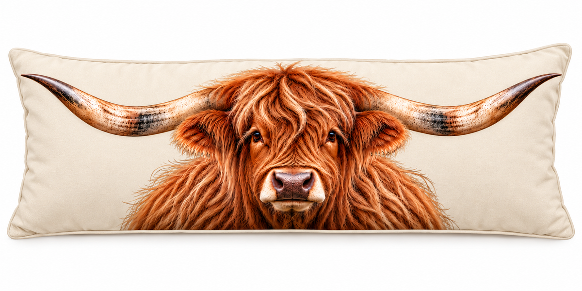 Long Cushion - Highland cow