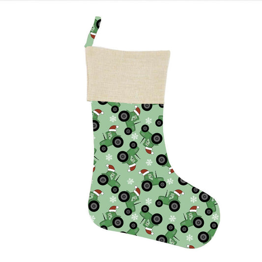 Christmas Stocking - Green tractors