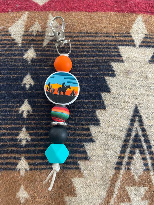 Keyring, beaded - Desert scene