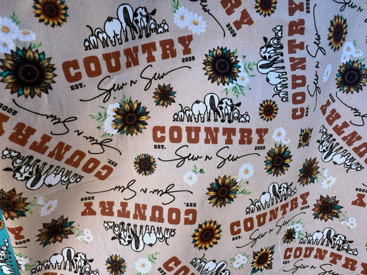 Fabric Shopping bag - (Ready  Made) -Country sew n sew tan
