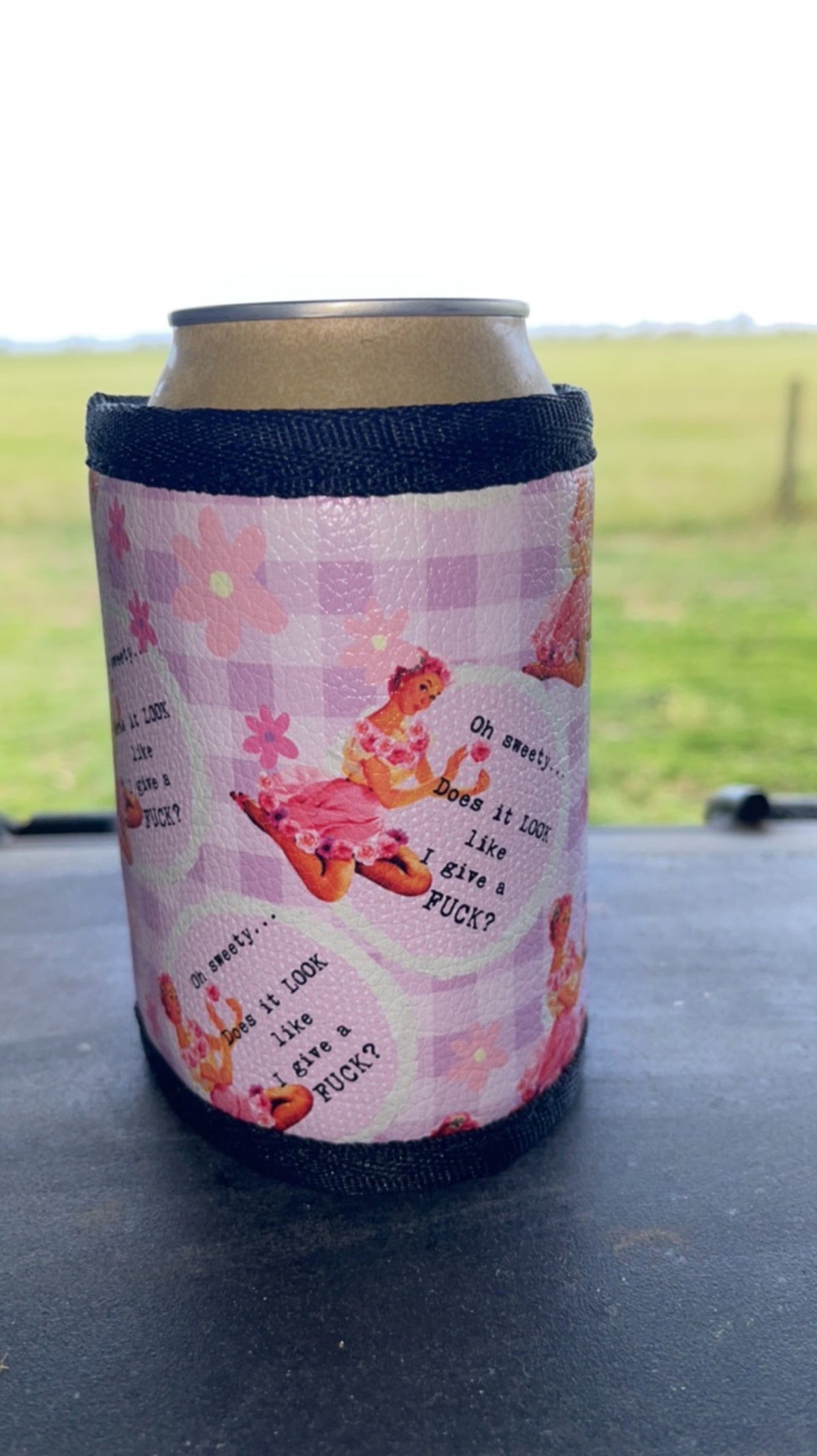 Vinyl Stubby Holder - Oh sweety does it look like I give a fuck