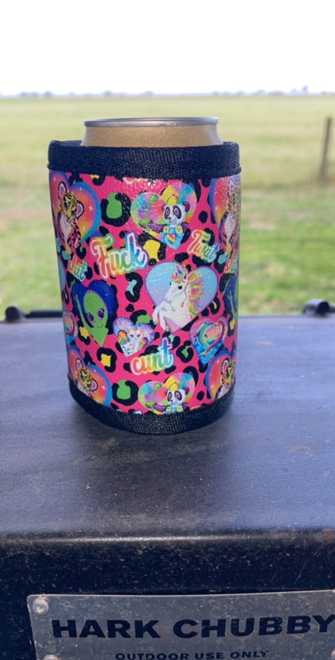 Vinyl Stubby Holder - Pink Fuck
