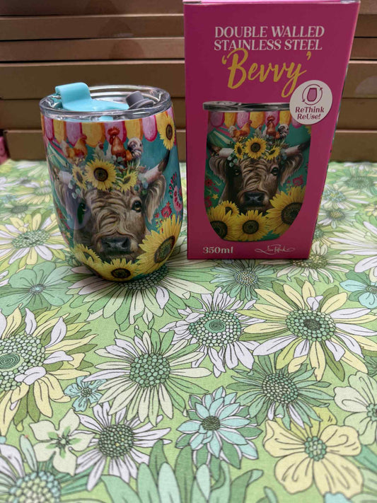 Lisa Pollock Stainless Steel Bevvy - Carnival Cow