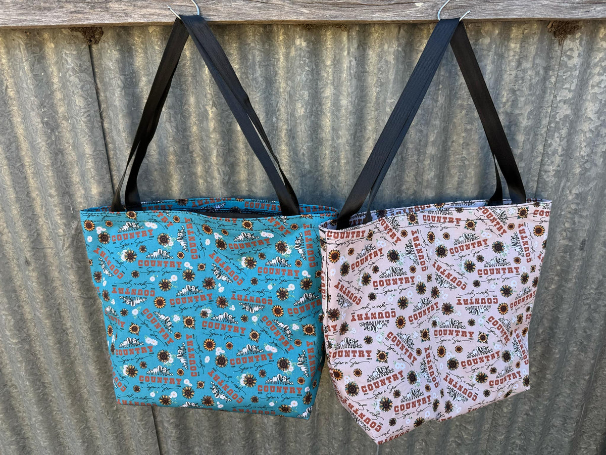 Fabric Shopping bag - (Ready  Made) -Country sew n sew tan