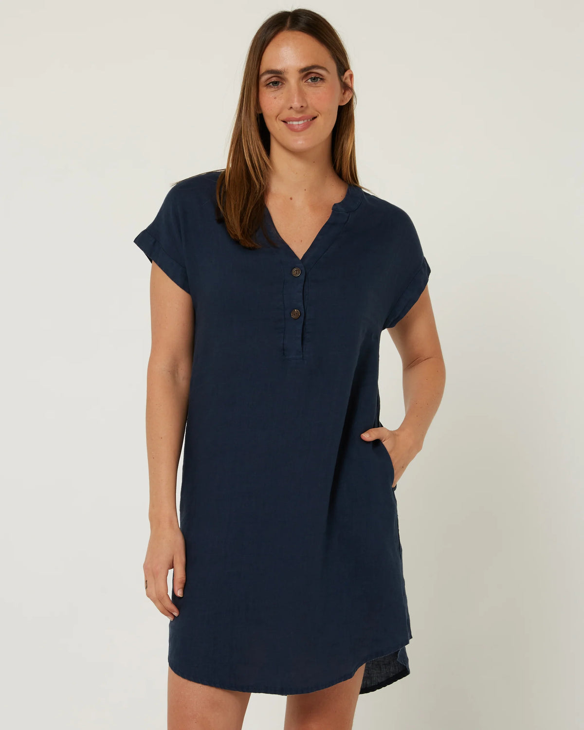 Pilbara Women's 'Alina' Linen Cap Sleeve Dress