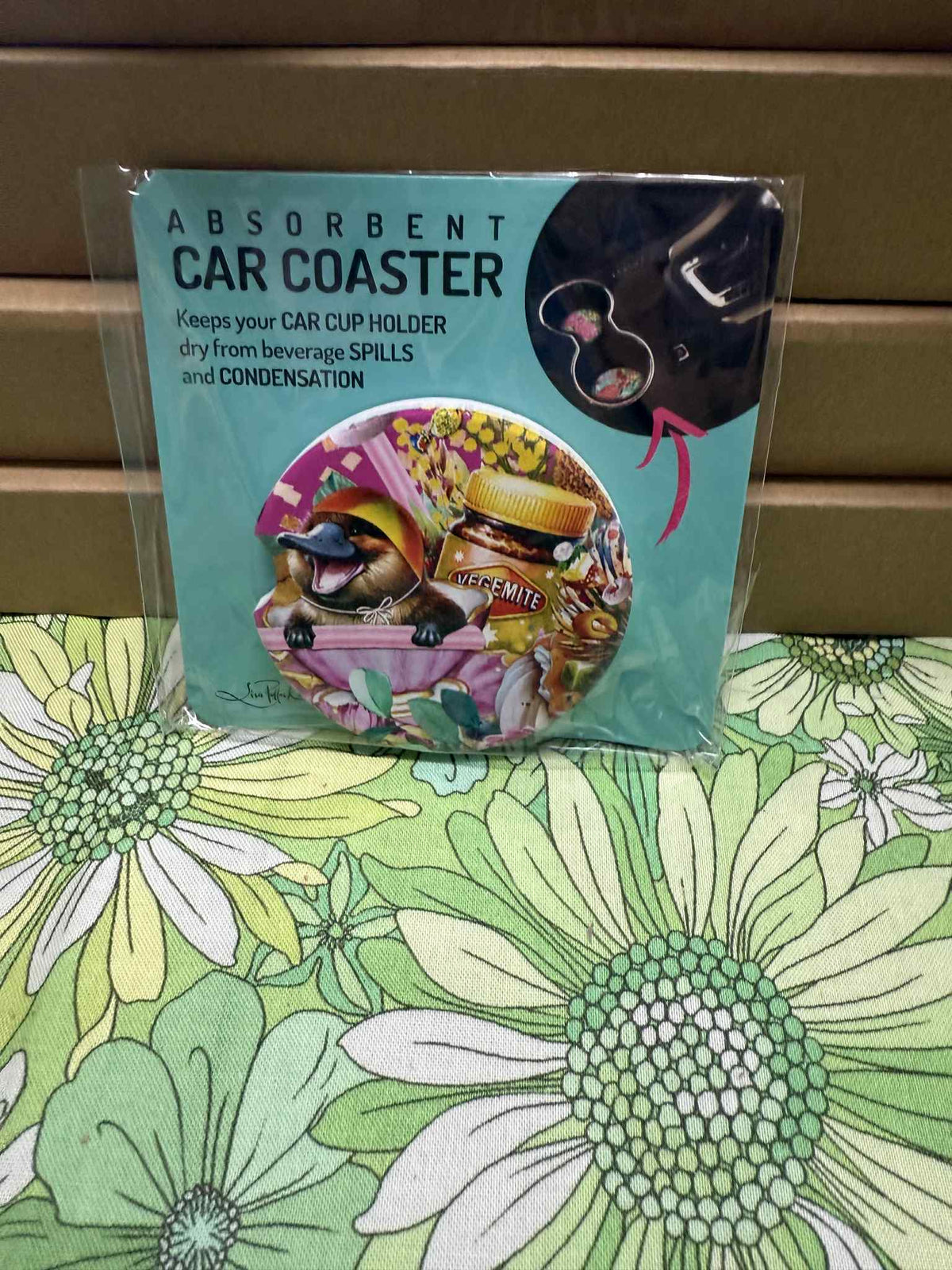 Lisa Pollock Car Coaster - Vegemite Platypus