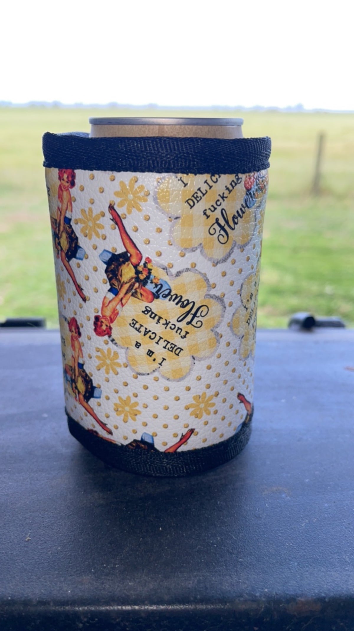 Vinyl Stubby Holder - I’m a delicate fucking flower