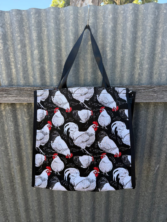 Pvc and fabric shopping bag - Chickens
