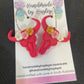 Earrings - Boho Cow Skull Dangles - Coral
