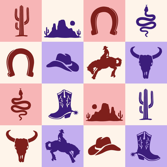 Pre Order Swag Blanket - Pink squares cowboy