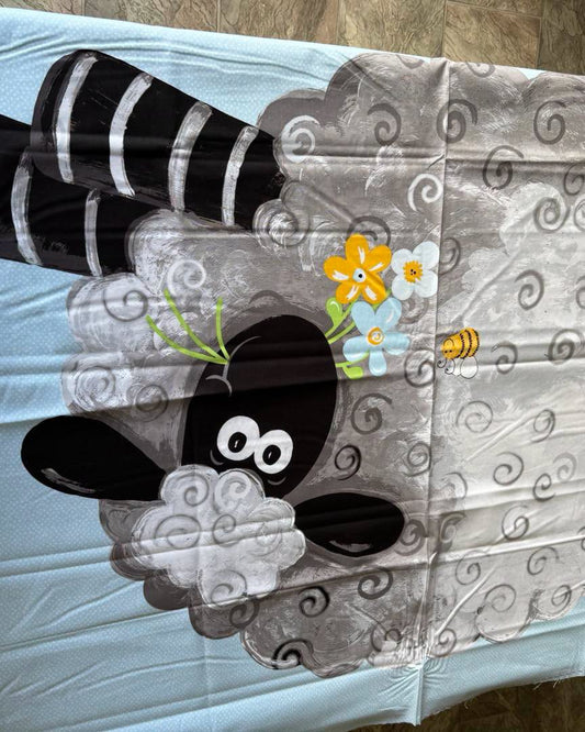 Fabric Panel - Blue Sheep
