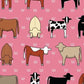 Swag Blanket -Red Tractor farm - pink cows