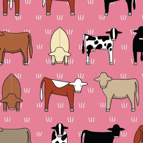 Swag Blanket -Red Tractor farm - pink cows
